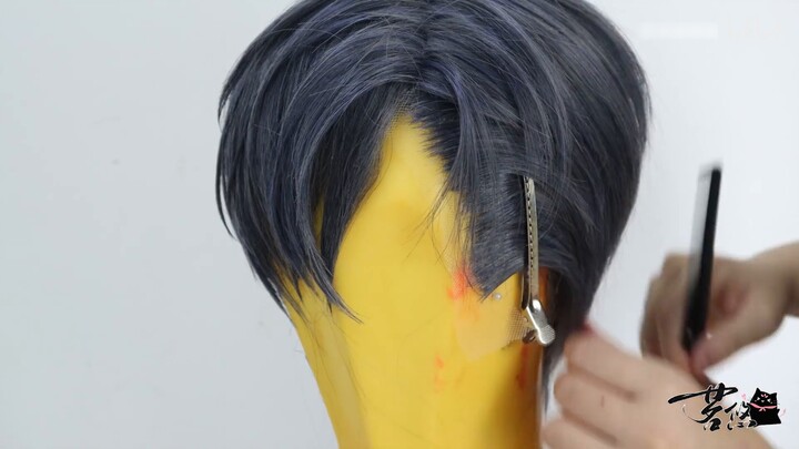 Black Butler Shire|COS wig tutorial side hairline basic trim short hair air wig texture