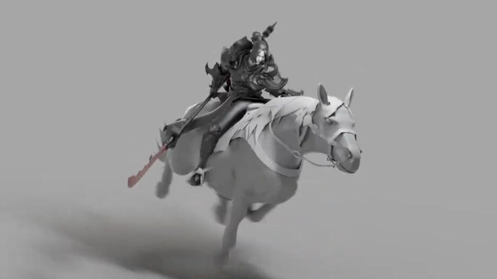 Various knives, swords, guns, horseback riding, monsters, attacks, combos, and tension animation ref