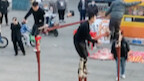 In Jinan, Shandong, folk artists practice “stilt walking” on the streets to get ready for the Spring