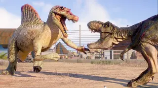 2x T-REX vs 2x SPINOSAURUS (DINOSAURS BATTLE) - Jurassic World Evolution 2