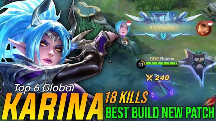 18 Kills Maniac 🔥 Karina Best Emblem and Build New Patch MLBB