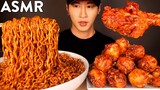 ASMR BLACK BEAN FIRE NOODLES & BBQ CHICKEN MUKBANG (No Talking) EATING SOUNDS | Zach Choi ASMR