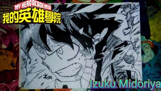 menggambar izuku midoriya dari anime my Hero academia