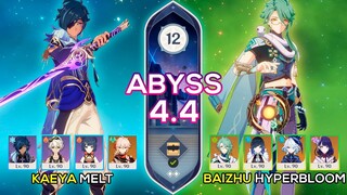 C2 Kaeya Melt & C0 Baizhu Hyperbloom - Spiral Abyss 4.4 - Genshin Impact
