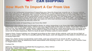 How Much To Import A Car From Usa