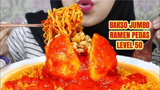 ASMR BAKSO JUMBO RAMEN BONCABE PEDAS LEVEL 50 | ULUL ASMR MUKBANG INDONESIA