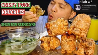 SUPER CRISPY PORK KNUCKLES | DINENGDENG MUKBANG PINOY collab w/ @PG Family Mukbang