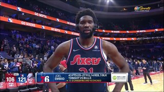 Joel Embiid (43 Pts) Postgame Interview as Sixers blowout Bulls 121-106