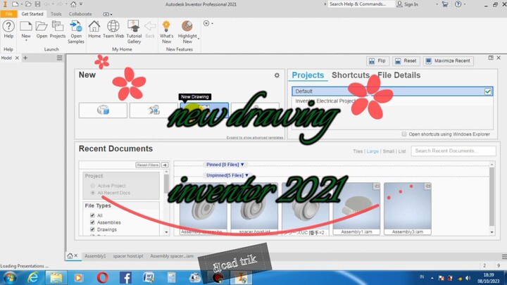 cara menggambar di new drawing inventor