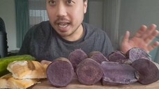 ASMR Salmon, Cucumber & Purple Sweet Potatoes 🍠 (Eating Sounds)