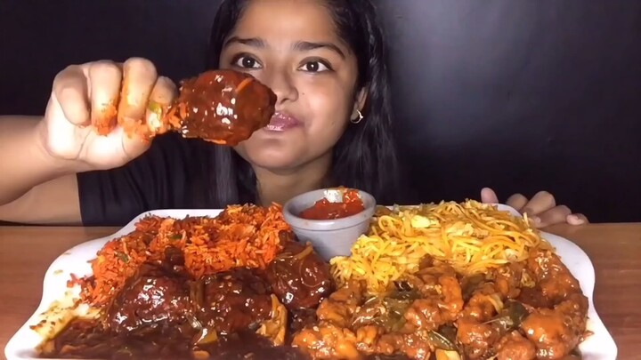 CHICKEN FRIED RICE, CHICKEN GRAVY LOLLIPOP, CHILLI CHICKEN AND CHICKEN NOODLES | EATING SHOW MUKBANG