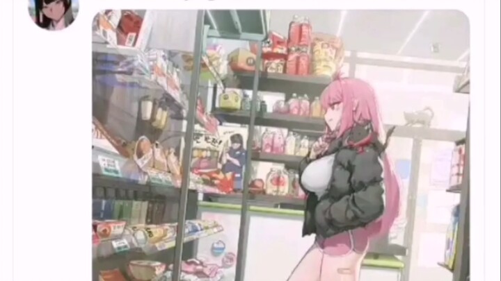 Come to the small supermarket to buy things