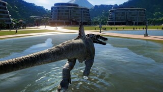 Stegoceratops & Spinosaurus Breakout & Fight! Jurassic World Evolution (1080p 60FPS)