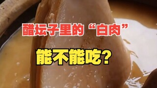 What is the "white meat" that comes out of the vinegar jar when making vinegar? Can it be eaten?