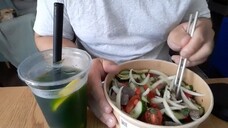 ASMR Classic Thai Beef Salad Yum Nua + Mint, Lemon & Honey Bubble Tea