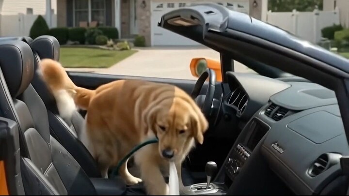 Man pranks dog during dinner... Dog gets revenge using water on his dream car! 🚗💦