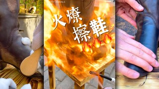 Why do people use fire to polish shoes? Could some expert please explain!