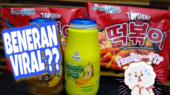 REVIEW TOPOKKI MUJIGAE DAN BANANA MILK || Susu rasa pisang khas Korea