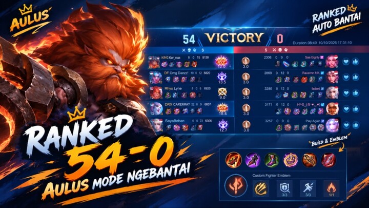 Ngerangked sampai ngebantai 54-0 brooo