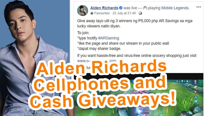 ALDEN RICHARDS NAMIMIGAY NG CASH AND CELLPHONE SA KANYANG STREAM