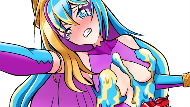 Melting defeated ice cream girl