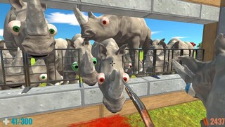 Survive with 120 Psycho Rhinos. FPS Perspective! Animal Revolt Battle Simulator