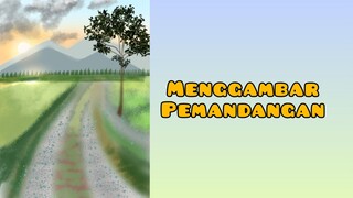 menggambar background pemandangan