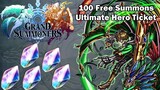 100 Free Summons 10th Day Log In Bonus | Ultimate Hero Ticket | Grand Summoner