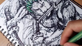 menggambar roronoa zoro