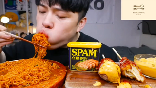 Mukbang mì Hàn Quốc và xúc xích phô mai phần 4 #anngon