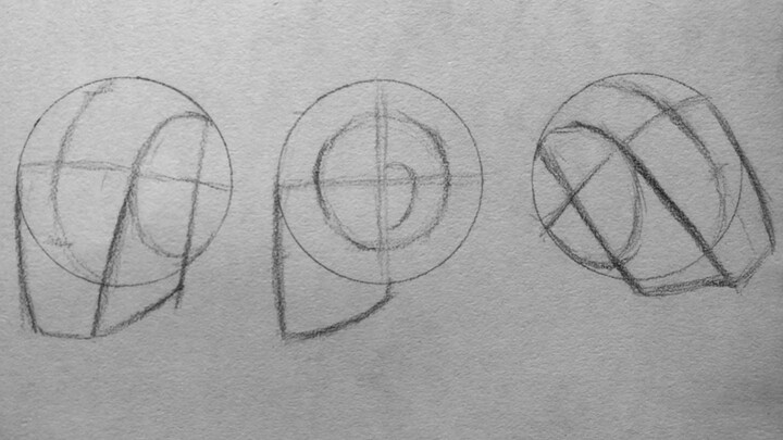 Draw any angle of the head using the method of Loomis