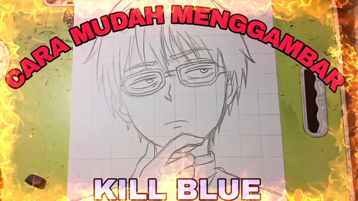 cara mudah menggambar anime kill blue