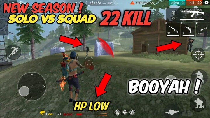 AWAL SEASON 9 MUSUHNYA KERAS ! SOLO VS SQUAD MODE RANK 22 KILL ! - FREE FIRE BATTLEGROUND