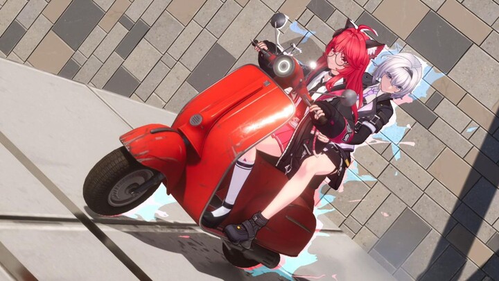 Riding a little electric scooter right up the wall!