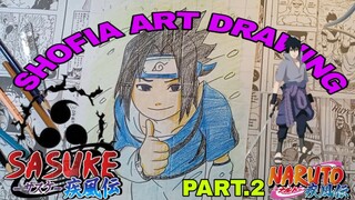 drawing anime Naruto, bikin karakter sasuke part.2
