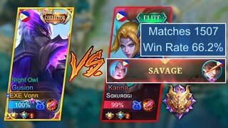 GUSION ULTRA FASTHAND VS KARINA 1.5K MATCHES DAMAGE HACKER🔥 Fast Combo Against High Damage