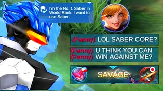 TOP GLOBAL SABER VS TRASHTALKER FANNY WHO WILL WIN??? + SAVAGE MOMENT  ( INTENSE MATCH) MLBB