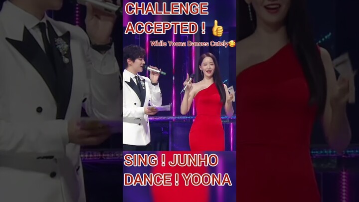 YOONA x JUNHO CHALLENGE ACCEPTED ! INSANELY CUTE ! 👍🥰 SING Junho ❤️ DANCE Yoona #shorts