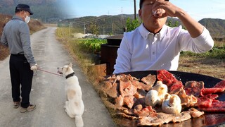 월클이와 산책하고 맛있는 한우 꽃등심, 부채살 먹방! (Grilled Beef Flat Iron & Rib Eye) 요리&먹방!! - Mukbang eating show