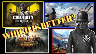 PUBG, ROS, CALLOFDUTY, FREEFIRE, WHICH IS BETTER?