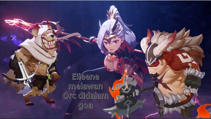 chapter 2-16, 2-20, terjadi pertarungan elieene dengan orc di dalam goa