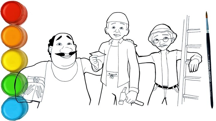 Menggambar dan Mewarnai Tok Dalang memperbaiki Pondok Kita | Upin & Ipin kreatif anak