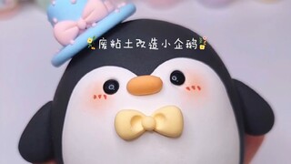 Mendaur ulang tanah liat bekas | Pinguin kecil imut dan bulat dari tanah liat