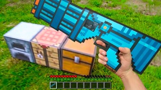 Minecraft in Real Life POV CRAFTING DIAMOND GUN - Realistic Minecraft vs real life