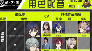 绝区零配音cv都配过哪些角色？