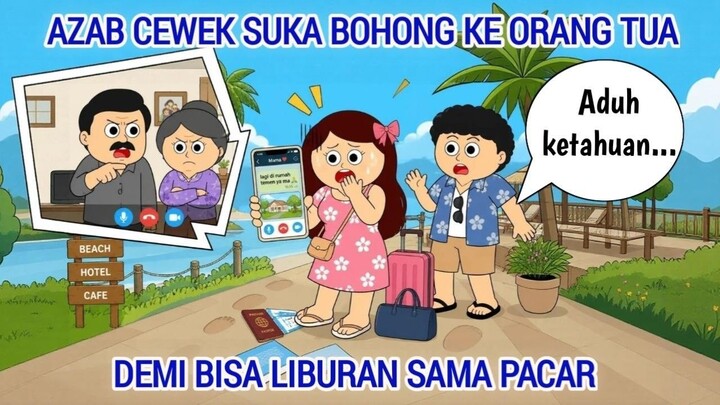 AZAB CEWEK SUKA BOHONG KE ORANG TUA DEMI BISA LIBURAN SAMA PACAR  ANIMASI AZAB