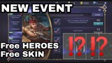 New event in mobile legends FREE HEROES and FREE SKIN
