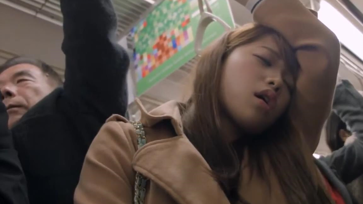 Various men and women behaving inappropriately on Japanese trains