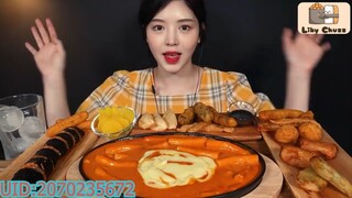 (Không phải asmr) Ăn một bữa mukbang với tteokbokki hoa thị ở Shinjeon #amthuc