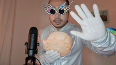 ASMR LICKING & SUCKING GIANT STRAWBERRY ICE CREAM PLATE WITH LATEX GLOVES